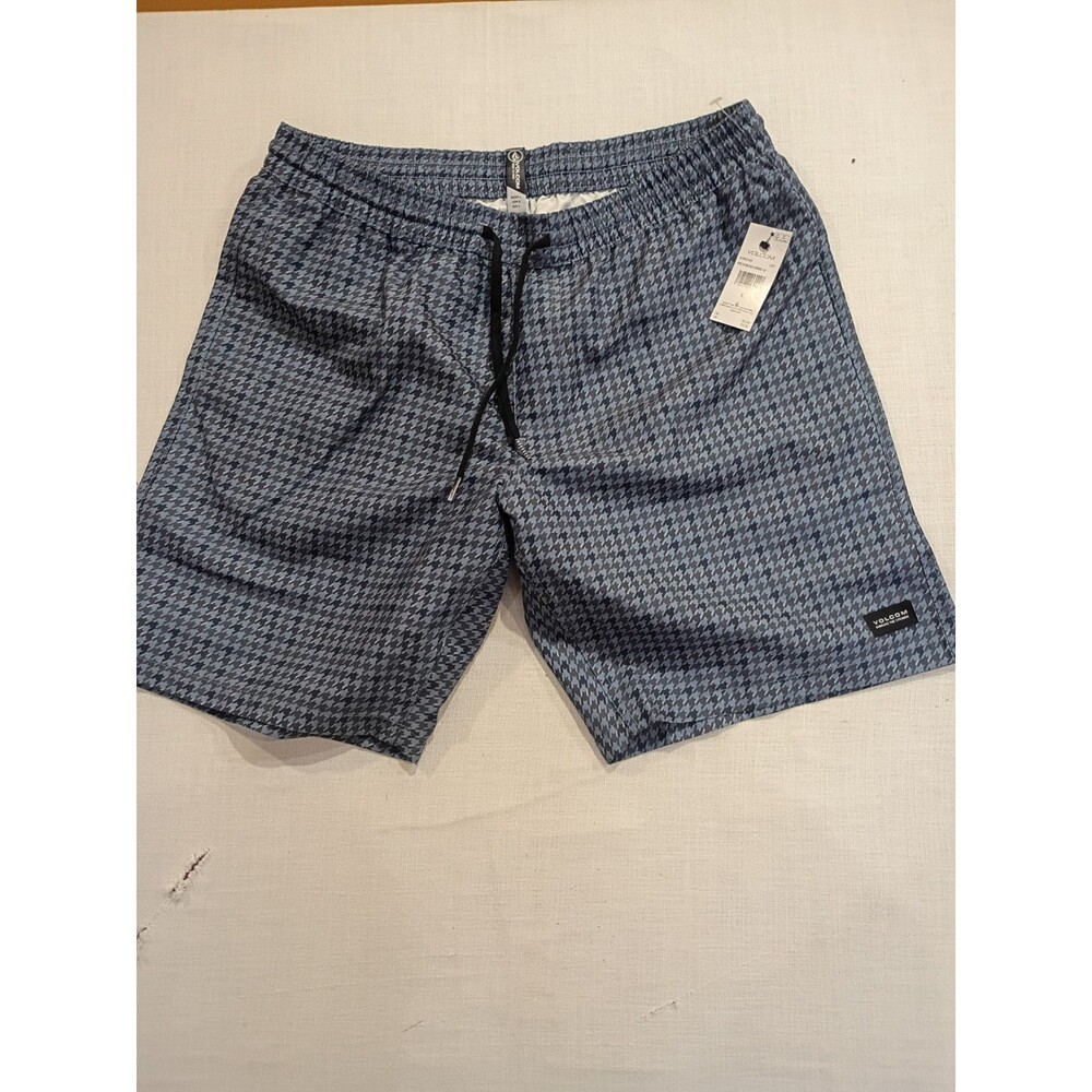 Volcom blue and gray houndstooth board shorts size L #surf #beachwear sku0183